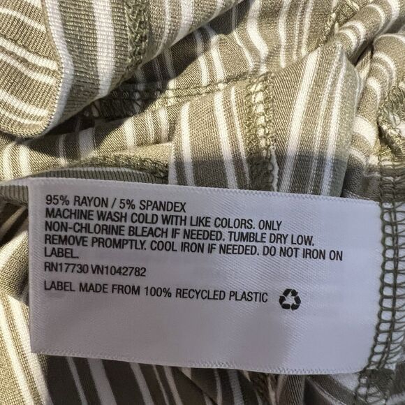 Womens Green Striped Maxi Tank Shirt Dress M Beach Vacation Cruise Summer - Picture 8 of 12